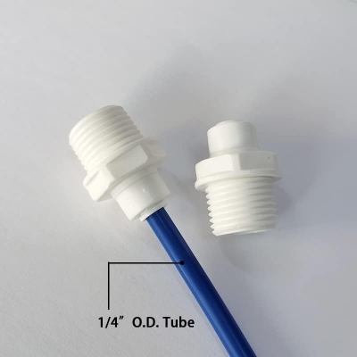 Picture of 1/2" Thread Male to 1/4" Push Fit Tube Quick Connect for Water Purifiers Reverse Osmosis (2 pack) - White