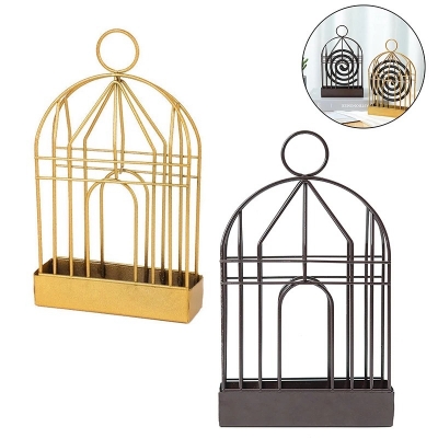 Picture of Nordic Gold Birdcage Mosquito Coil Holder Summer Days Iron Mosquito Repellent Incense Rack Plate Home Decoration