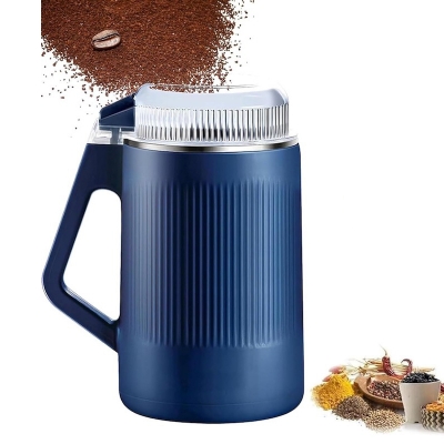 Picture of Household Small Powder Grinding Machine, 300W Multifunctional Fine Powder Grinder for Kitchen, Stainless Steel Electric Nut Spice Coffee Grinder - Blue