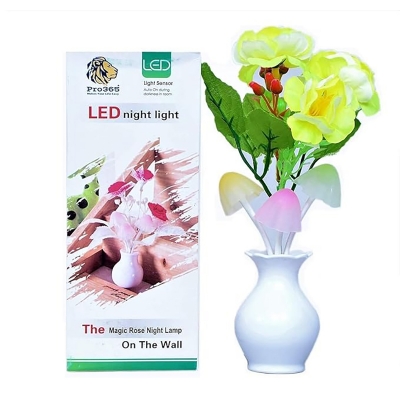 Picture of LED Mushroom Flower Plant Colorful Night Light US Standard Plug Lamp Novelty Wall Socket Lights Lamp for Bedroom Decoration - Multicolor