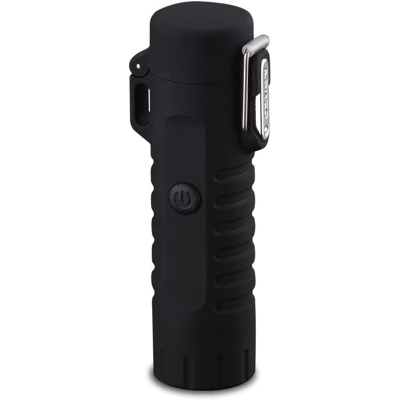 Picture of Waterproof Lighter, USB Plasma Lighter, Rechargeable Electric Lighter with Flashlight, Flameless Lighter, Windproof Arc Lighter, For Outdoor Camping Hiking (Black) - Black