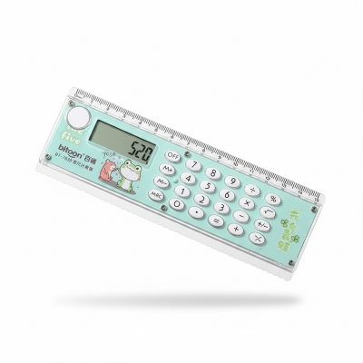 Picture of Cute Cartoon Design 15 Cm Scale with Digital Calculator for Kids - Multicolor