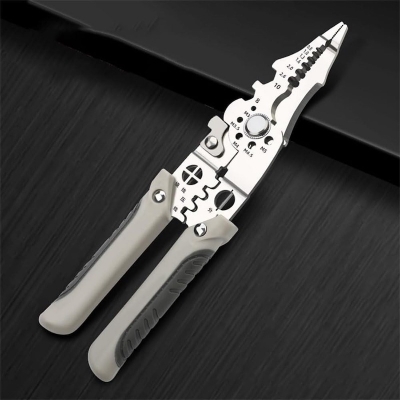 Picture of Heavy Duty Wire Cutter, Stripper & Crimping Plier – Multi-Purpose Tool - Grey