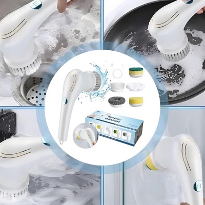 Picture of 5-in-1 Electric Magic Brush – Cordless Rechargeable Cleaning Scrubber - White