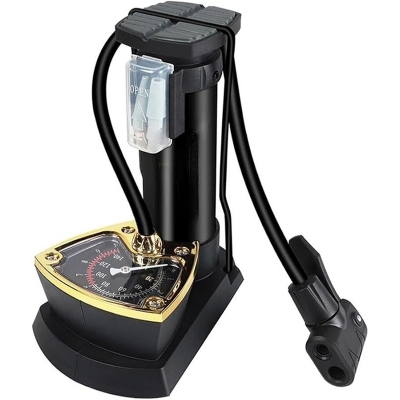 Picture of Portable Foldable Foot Pump with Pressure Gauge – Car & Bike Air Inflator - Black