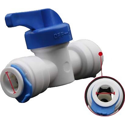 Picture of 3/8” Quick Connect Shut-Off Valve for RO Water Purifiers – Blue Handle Ball Valve