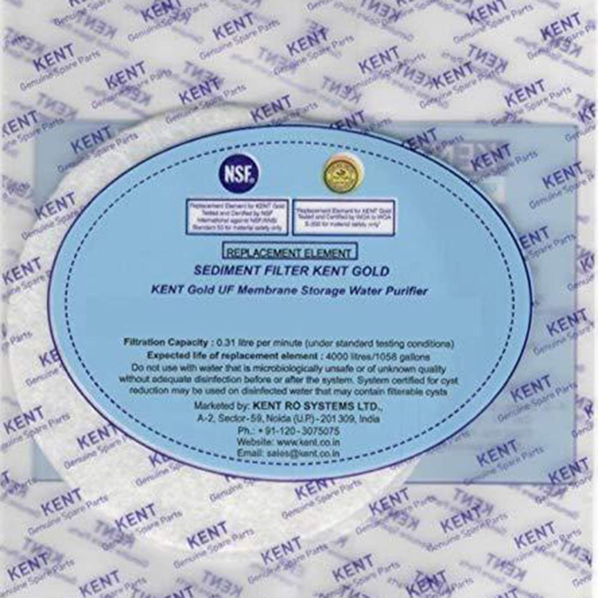 Picture of Water Filter Kent Gold+ 5 Pairs Spare Sediment Filters. - Water Jar - White