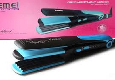 Picture of Kemei KM-2209 Professional Electronic Hair Straightener Hair Curler 2 in 1 Irons 90W Hairstyling Portable Flat - Black