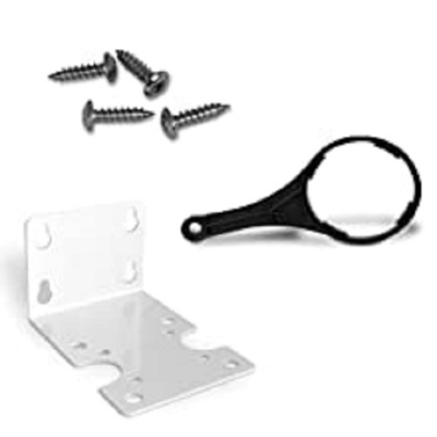 Picture of Whole House Water Filter System, Transparent 20 inch Housing with Presser Relief Button, 1/2 inch Inlet Outlet & 5 Micron Sediment Water Filter Cartridge with 3 Replacement Filters Full Set. - Clear