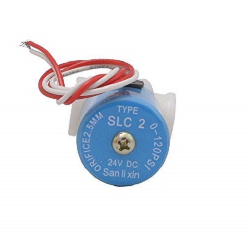 Picture of Sanlixin Solenoid Valve for RO Water Purifier (SLC2 SV) 24V DC (With 2 Pieces 1/4" Elbow Connectors) - Blue