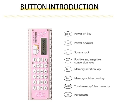 Picture of Cute Cartoon Design 15 Cm Scale with Digital Calculator for Kids - Multicolor