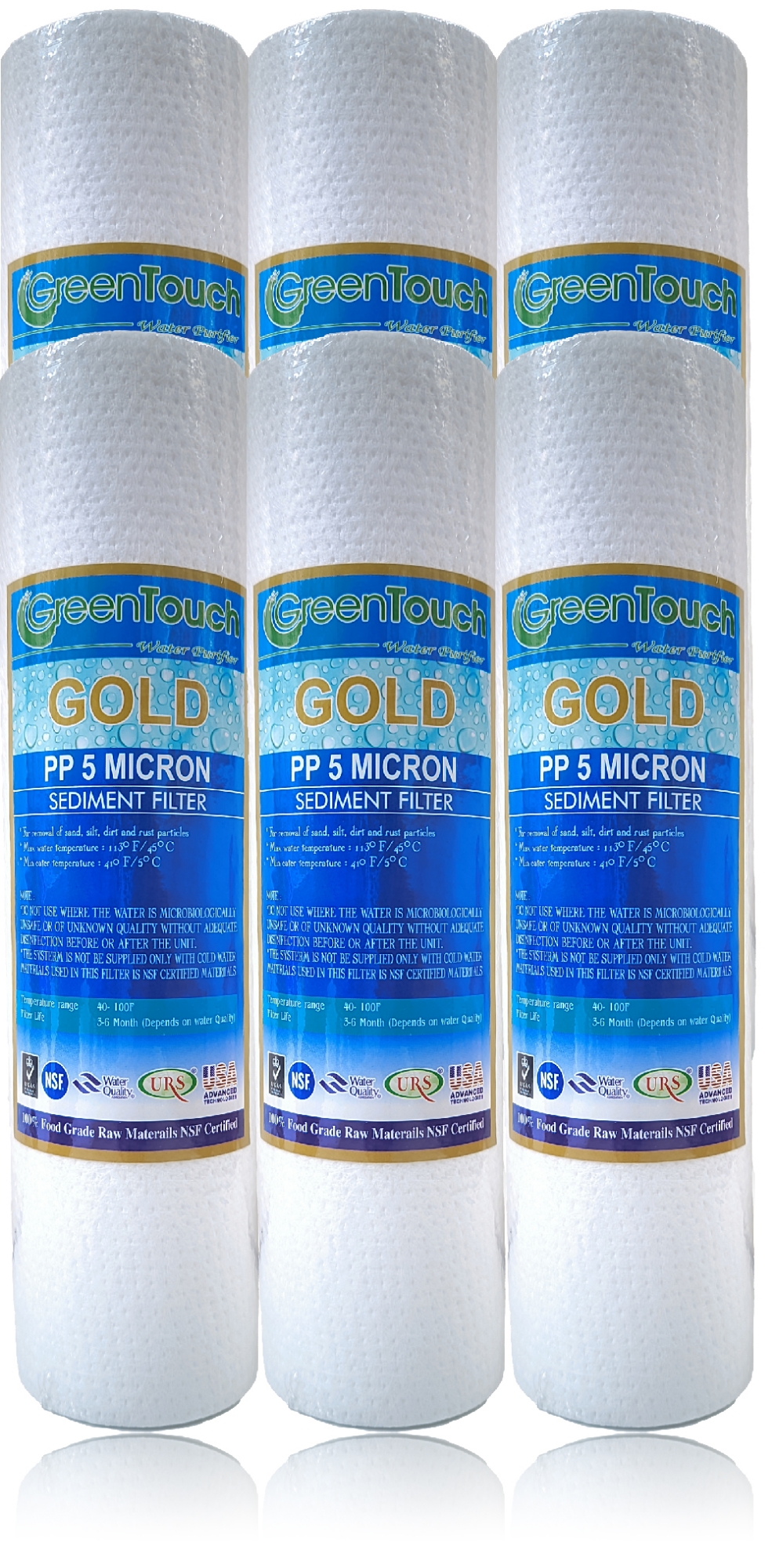 Picture of GreenTouch GOLD 5 Micron PP Sediment Filter – Pack of 6 – RO Pre Filter – NSF Certified