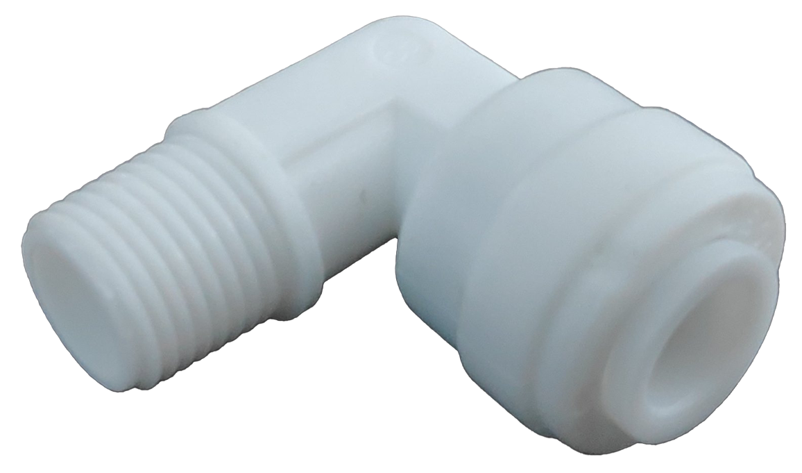 Picture of RO Water Filter Push Fit Elbow – 1/8” Male × 1/4” Tube Connector – Leakproof Fitting
