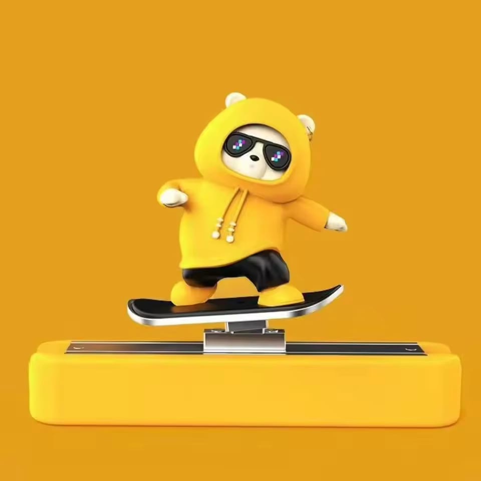 Picture of Trendy Skateboarding Bear Car Dashboard Decoration – Cool Stylish Bobblehead