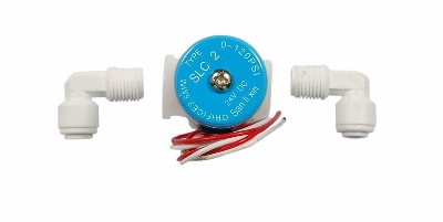 Picture of Sanlixin Solenoid Valve for RO Water Purifier (SLC2 SV) 24V DC (With 2 Pieces 1/4" Elbow Connectors) - Blue