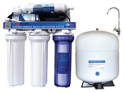 Picture of Water Purifier (RO) + Mineral Purification System Heron Gold GRO-075, 6 Stage 3.2GL Metal Tank. - White