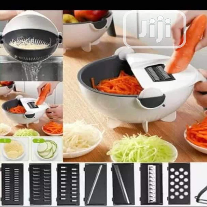 Picture of Multifunction Vegetable Cutter with Drain Basket Magic Rotate Vegetable Cutter Portable Slicer Chopper. - Multicolor