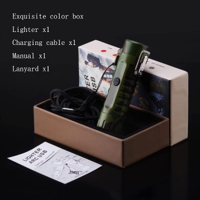 Picture of Waterproof Lighter, USB Plasma Lighter, Rechargeable Electric Lighter with Flashlight, Flameless Lighter, Windproof Arc Lighter, For Outdoor Camping Hiking (Black) - Black