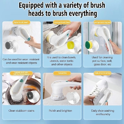 Picture of 5-in-1 Electric Magic Brush – Cordless Rechargeable Cleaning Scrubber - White
