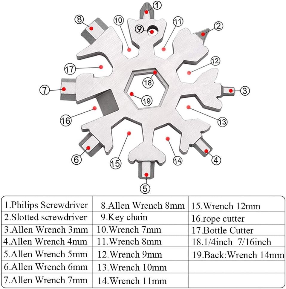 Picture of Pocket-Sized Snowflake Multi-Tool – 18 Functions in One - Silver