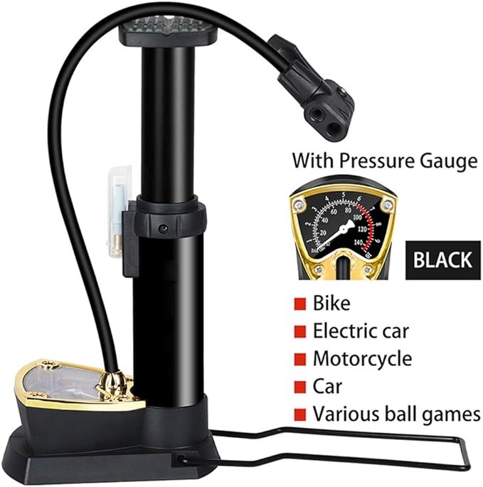 Picture of Portable Foldable Foot Pump with Pressure Gauge – Car & Bike Air Inflator - Black