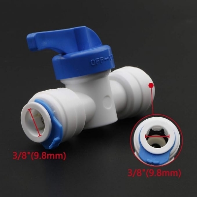 Picture of 3/8” Quick Connect Shut-Off Valve for RO Water Purifiers – Blue Handle Ball Valve