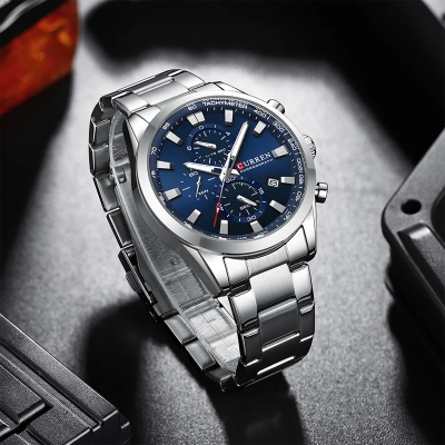 Picture of Curren 8445 Orginal Watch For Men-Silver Blue