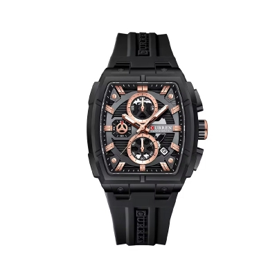 Picture of CURREN 8488 Chronograph Silicone Wristwatch Watch For Men- Black Rose