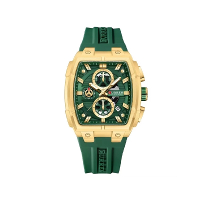 Picture of CURREN 8488 Chronograph Silicone Wristwatch Watch For Men- Golden Green