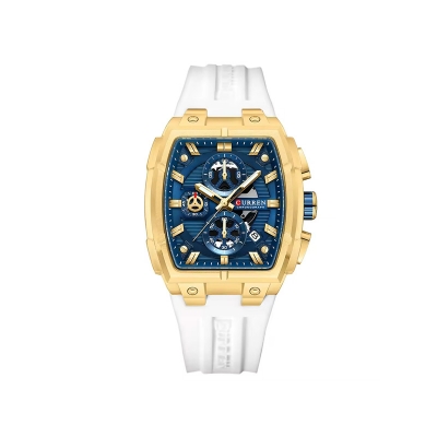 Picture of CURREN 8488 Chronograph Silicone Wristwatch Watch For Men- Golden White