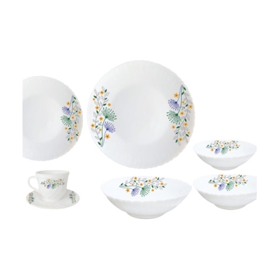Picture of 32 Pcs H&S Opal Glass Dinnerware. - 32 Pcs - White 