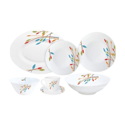 Picture of 32 Pcs H&S Opal Glass Dinnerware. - 32 Pcs - White 