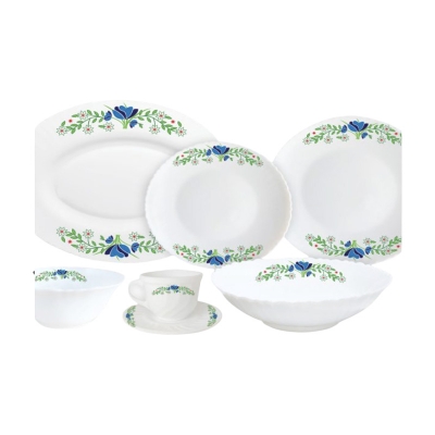 Picture of 32 Pcs H&S Opal Glass Dinnerware. - 32 Pcs - White