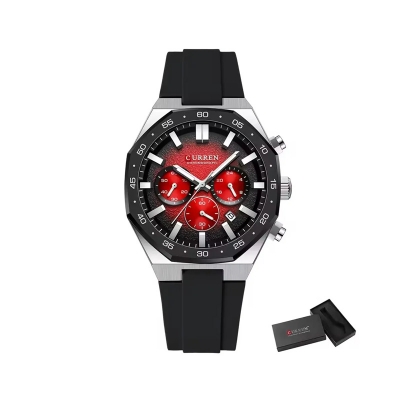 Picture of Curren 8489 Watch For Men Silicon Belt – Red