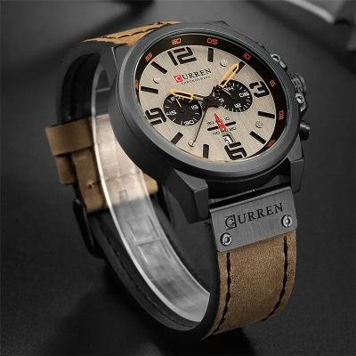 Picture of Orginal Curren 8314 Leather Wrist Watch For Men–Brown and Gray