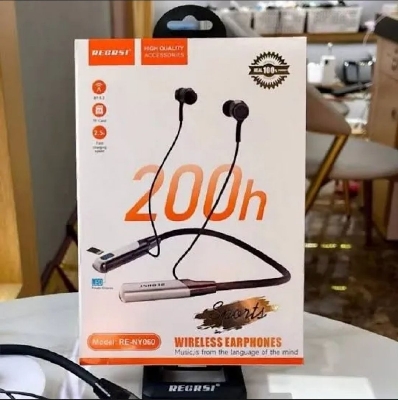 Picture of Regrsi wireless Neckband Bluetooth Earphone RE-NY060 Charging becup 200 Hours (Best price) Orginal