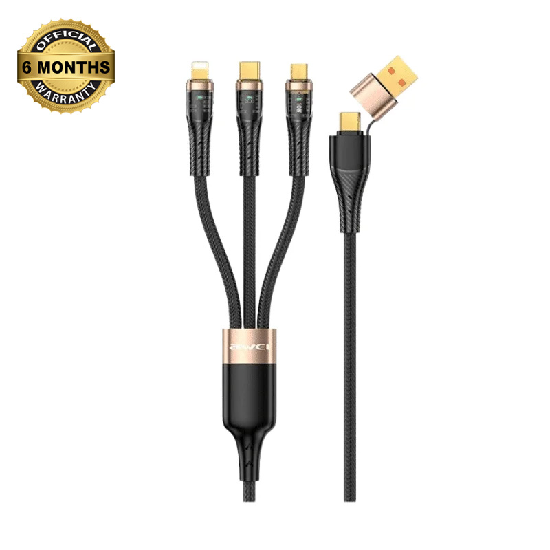 Picture of Awei CL-228 2 For 3 Multifunction 100W Fast Charger Data Cable - Black