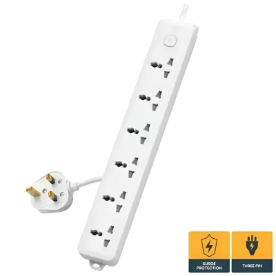 Picture of Deli CT705ES 3 Pin 6 Port 3 Meter Power Strip With Surge Protection