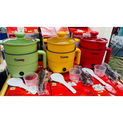 Picture of Prestige Mini Multicooker Non stick Coated inner pot Portable Electric Multicooker Cooking Pot With Steamer and Multipurpose 2 Liter