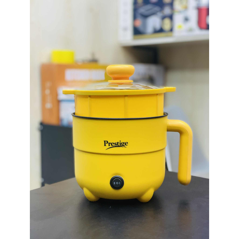 Picture of Prestige Mini Multicooker Non stick Coated inner pot Portable Electric Multicooker Cooking Pot With Steamer and Multipurpose 2 Liter