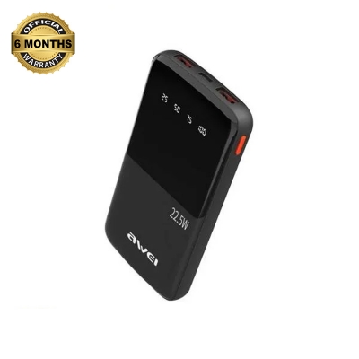 Picture of Awei P10K 10000mah 22.5W Fast Charging Digital Display Power Bank - Black