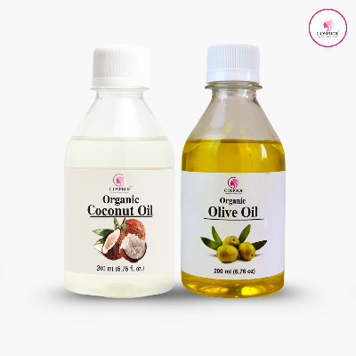 Picture of Cosprof Organic Coconut Oil + Olive Oil Combo Pack Each -200 ml