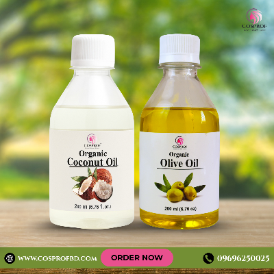 Picture of Cosprof Organic Coconut Oil + Olive Oil Combo Pack Each -200 ml