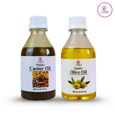 Picture of Cosprof Organic Olive and Castor oil Combo Pack - 200 ml Each