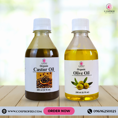 Picture of Cosprof Organic Olive and Castor oil Combo Pack - 200 ml Each