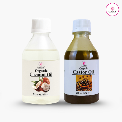 Picture of Cosprof Organic Castor and Coconut oil Combo Pack - 200 ml Each