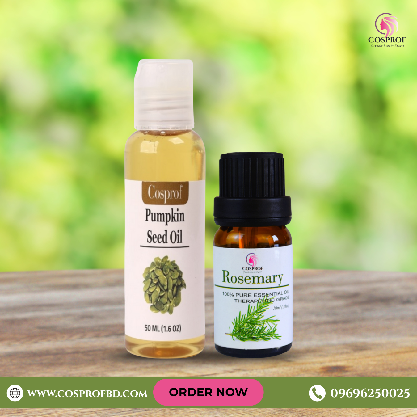 Picture of Cosprof Rosemary Essential oil 10 ml & Pumpkin Seed oil 50 ml Combo Pack