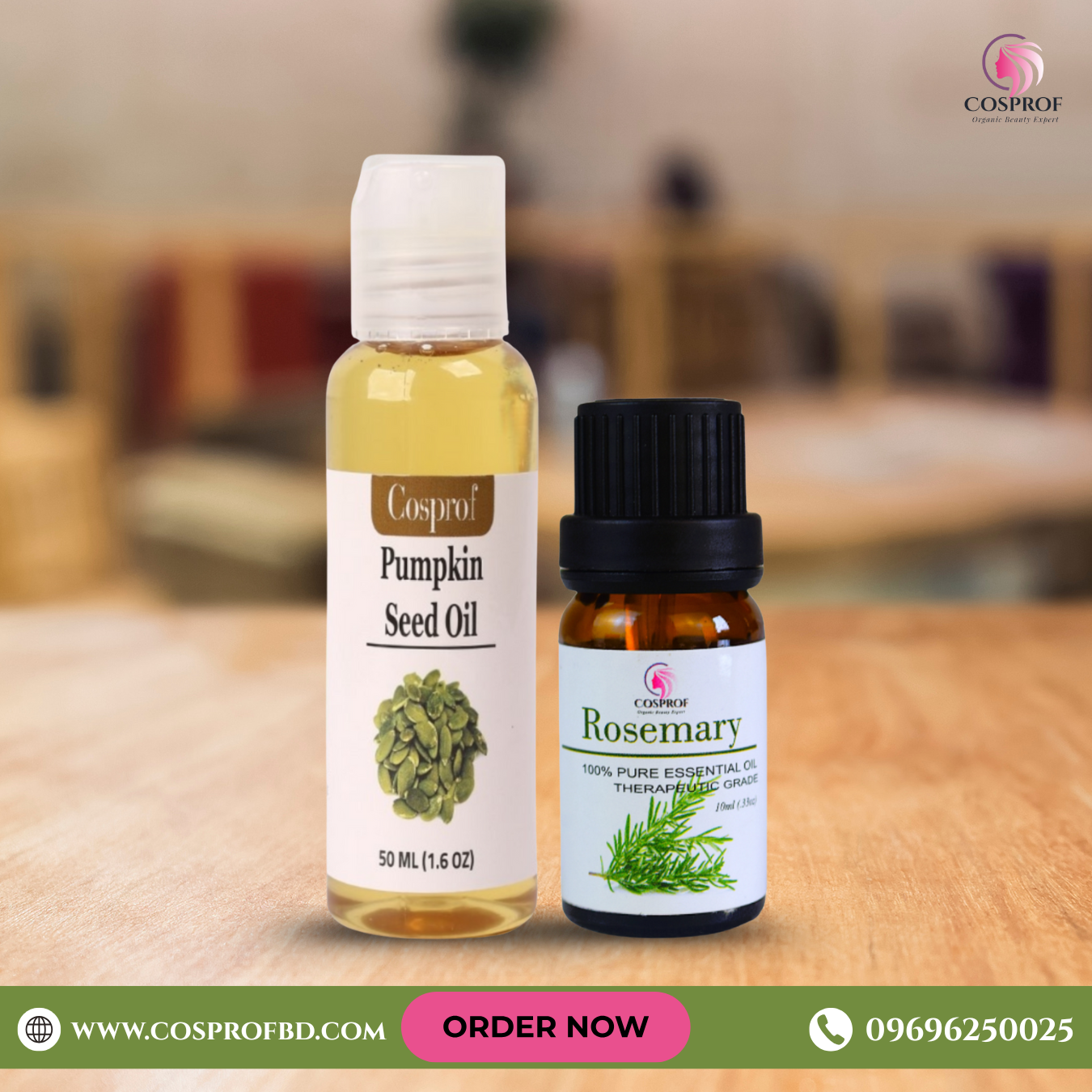 Picture of Cosprof Rosemary Essential oil 10 ml & Pumpkin Seed oil 50 ml Combo Pack