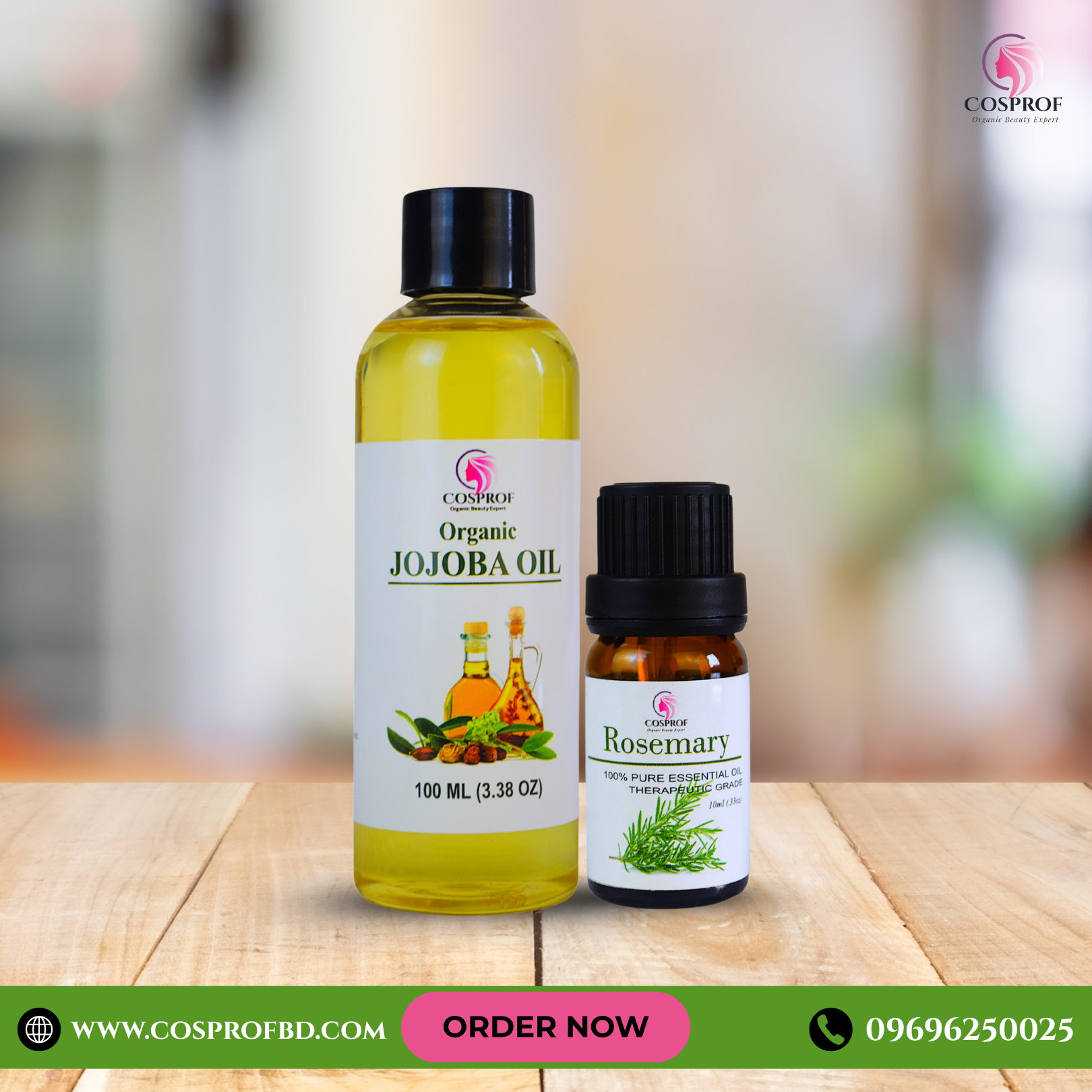 Picture of Cosprof Rosemary Essential Oil 10 ml & Jojoba Oil 100 ml Combo Pack