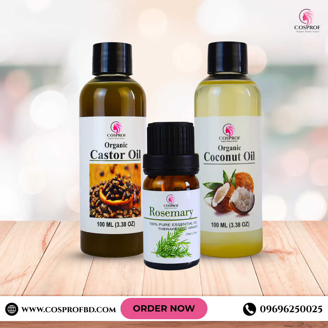 Picture of Cosprof Rosemary 10 ml Castor 100 ml Coconut 100 ml Combo Pack